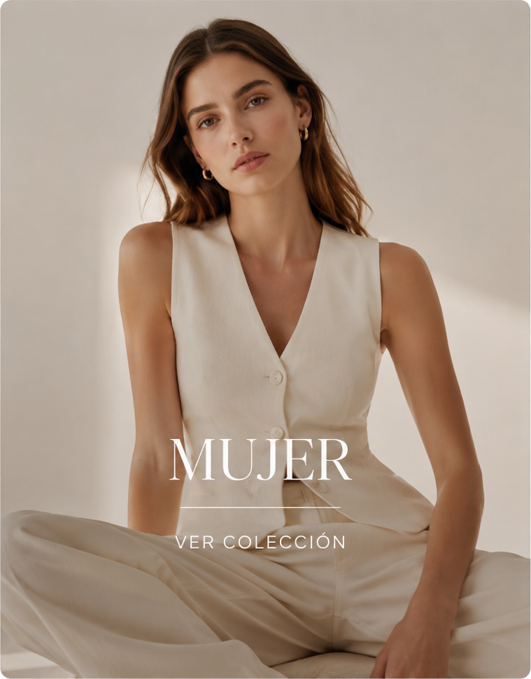 Mujer Velora: chaleco de lino y pantalón fluido en tonos crudos