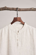Camisa de lino manga larga blanca para hombre - Velora