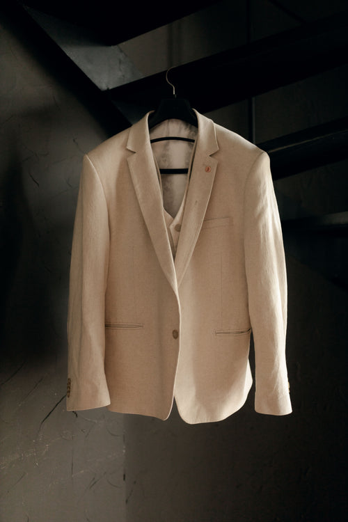 Abrigo de paño cruzado color beige para hombre - Velora